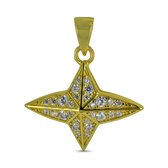 Silventi 9SIL-21839 Zilveren Hanger - Dames - Zirkonia - Ster - 15 x 19,9 mm - Zilver - Gold plated (Verguld/Goud op Zilver)