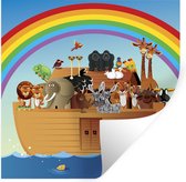 Muurstickers - Sticker Folie - Een illustratie van de ark van Noach onder de regenboog - 100x100 cm - Plakfolie - Muurstickers Kinderkamer - Zelfklevend Behang XXL - Zelfklevend behangpapier - Stickerfolie