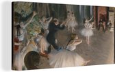 Canvas Schilderij The Rehearsal of the Ballet on Stage - Schilderij van Edgar Degas - 40x20 cm - Wanddecoratie