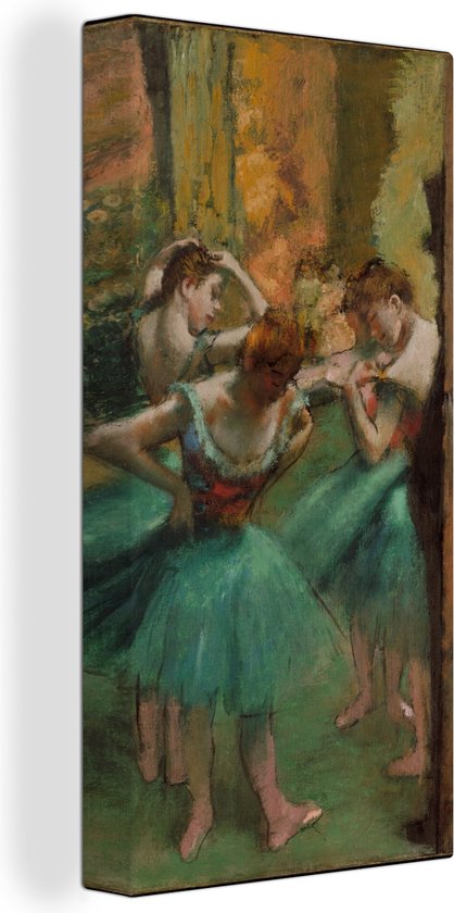 Canvas Schilderij Dancers Pink and Green - Schilderij van Edgar Degas - 20x40 cm - Wanddecoratie