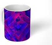 Mok - Paarse geometrie van ruiten - 350 ML - Beker