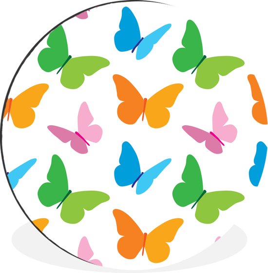 WallCircle - Wandcirkel - Muurcirkel - Een illustratie van meerdere vlinders - Aluminium - Dibond - ⌀ 30 cm - Binnen en Buiten