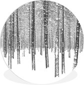 Cercle Mural - Cercle Mural Intérieur - Pins dans la Neige - ⌀ 120 cm - Décoration murale - Peintures Ronds XXL