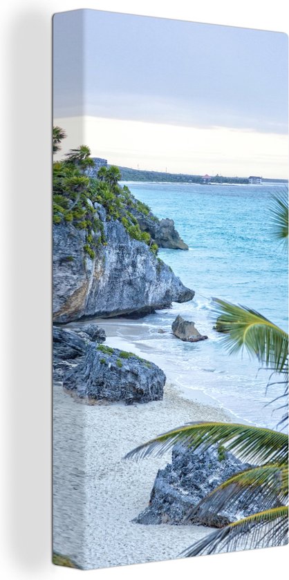Tableau sur toile Tulum l'ancienne ville portuaire sur la mer des Caraïbes au Mexique - 40x80 cm - Décoration murale