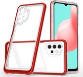 Samsung A32 5G hoesje transparant cover met bumper Rood - Ultra Hybrid hoesje Samsung Galaxy A32 5G case