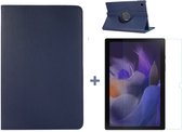 Hoesje Geschikt Voor Samsung Galaxy Tab A8 Hoes Donker Blauw - Hoesje Geschikt Voor Samsung Galaxy Tab A8 hoesje 2021 - tablethoes draaibare book case Hoesje Geschikt Voor Samsung Galaxy Tab A8 Screenprotector / tempered glass