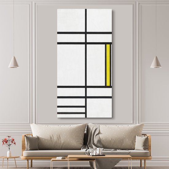Toile Peinture Composition en blanc, rouge et jaune - Piet Mondrian - 80x160 cm - Décoration murale