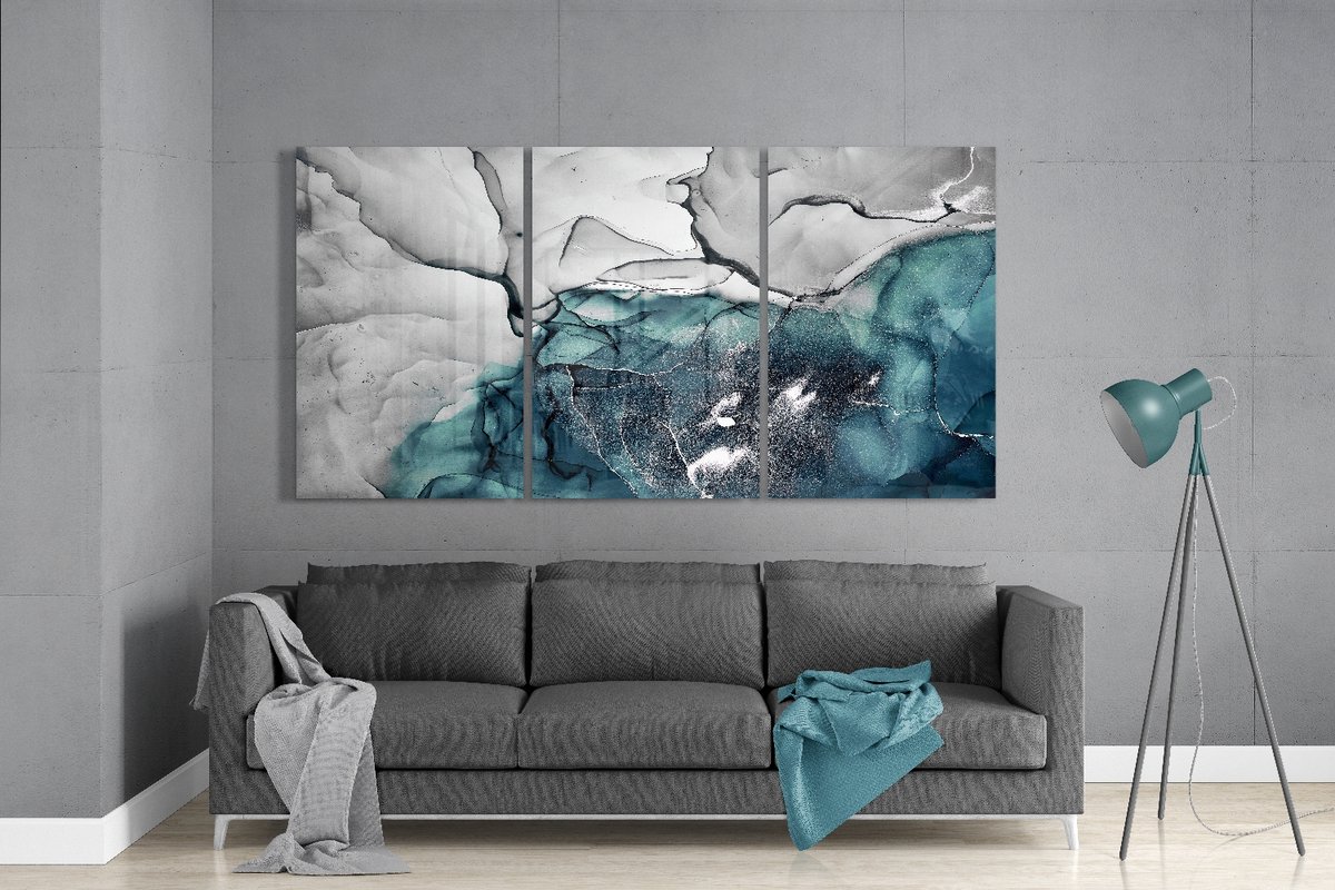 Insigne Glazen Schilderijen - Abstract - Diepte - 3-Delig Mega Glasschilderij - 3x72x46 cm - 4 mm