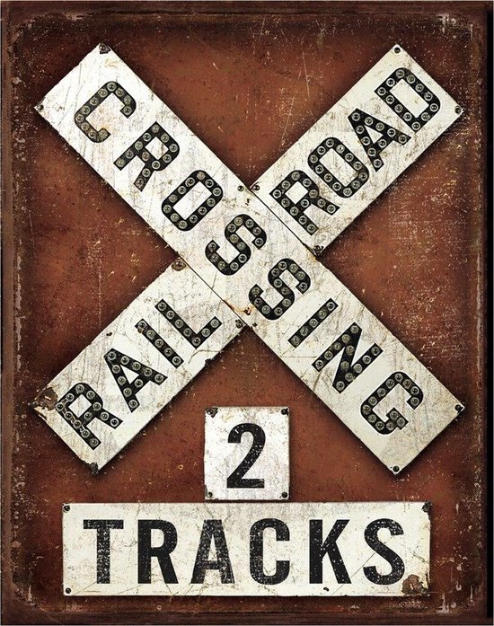 Railroad Crossing​ . Metalen wandbord 31,5 x 40,5 cm