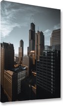 Akoestische panelen - Geluidsisolatie - Akoestische wandpanelen - Akoestisch schilderij AcousticBudget® - paneel Skyline Chicago - design 208 - 60X90 - Wanddecoratie - woonkamer -