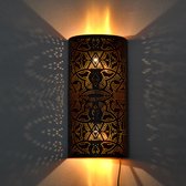 Oosterse filigrain wandlamp | cilinder | zwart