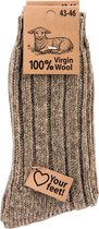 100% virgin wool – exclusief product – schapenwollen sokken – 2 paar - bruin – maat 43/46