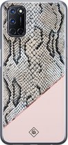 Casimoda® hoesje - Geschikt voor Oppo A72 - Snake Print - Siliconen/TPU - Roze