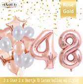 Cijfer Ballon 48 Jaar Rose Gold Pearl Boeket * Hoera 48 Jaar Verjaardag Decoratie Set van 15 Ballonnen * 80 cm Verjaardag Nummer Ballon * Snoes * Verjaardag Versiering * Kinderfees