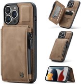 Apple iphone CaseMe Luxe Backcover - iPhone 13 Pro  - Bruin+ 2X tempered glas iphone 13 pro - shockproof - schokbestendig - screen protector - beschermglas