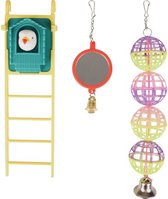 Flamingo vogelspeelgoed hanger spiegel bal ladder vogel met bal