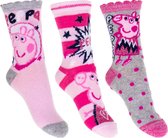 Set van 3 paar sokken van Peppa Big maat 31/34, grijs/roze