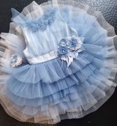 meisjes feestjurk blauw - Prinsessen jurk - kinderfeestjurk - tutujurk 104-110