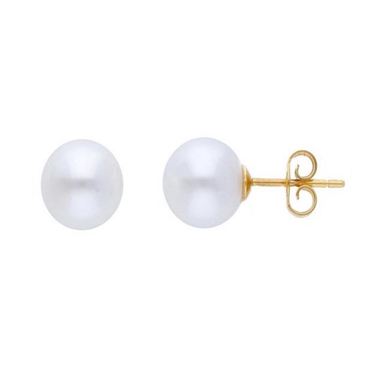 Boucles d' Boucles d'oreilles en or 9 carats avec perle d'eau douce 9,5-10 mm