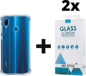 Crystal Backcase Transparant Shockproof Hoesje Huawei P20 Lite Transparant - 2x Gratis Screen Protector - Telefoonhoesje - Smartphonehoesje