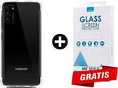 Crystal Backcase Transparant Shockproof Hoesje Samsung Galaxy A41 - Gratis Screen Protector - Telefoonhoesje - Smartphonehoesje