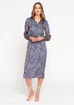 LOLALIZA Maxi luipaardjurk - Marine Blauw - Maat 42