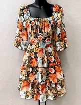 Bloemen jurk | oranje | maat L