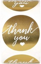 Sluitsticker Groot - Sluitzegel – Thank you | Goud - Wit | Sierlijk – Hart – Hartje | Verrassen | Bedank kaart | Bedankje – Dankjewel | Envelop sticker | Cadeau – Gift – Cadeauzakj