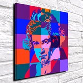 Ludwig Van Beethoven Pop Art Acrylglas - 100 x 100 cm op Acrylaat glas + Inox Spacers / RVS afstandhouders - Popart Wanddecoratie