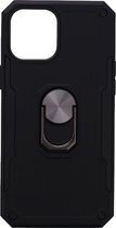 LuxeBass Hoesje geschikt voor iPhone 12 Pro Max Hoesje - Anti-Shock Hybrid Ring Armor Zwart