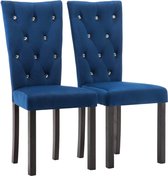 Furnibella - 2x Eetkamerstoel Fluweel Donkerblauw Eetkamer Stoel Keuken Stoelen Set