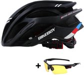 Fietshelm - MTB - wielrennen - vizier - blacklight -56 tot 62 cm - helm - zwart/wit/rood - CE keurmerk