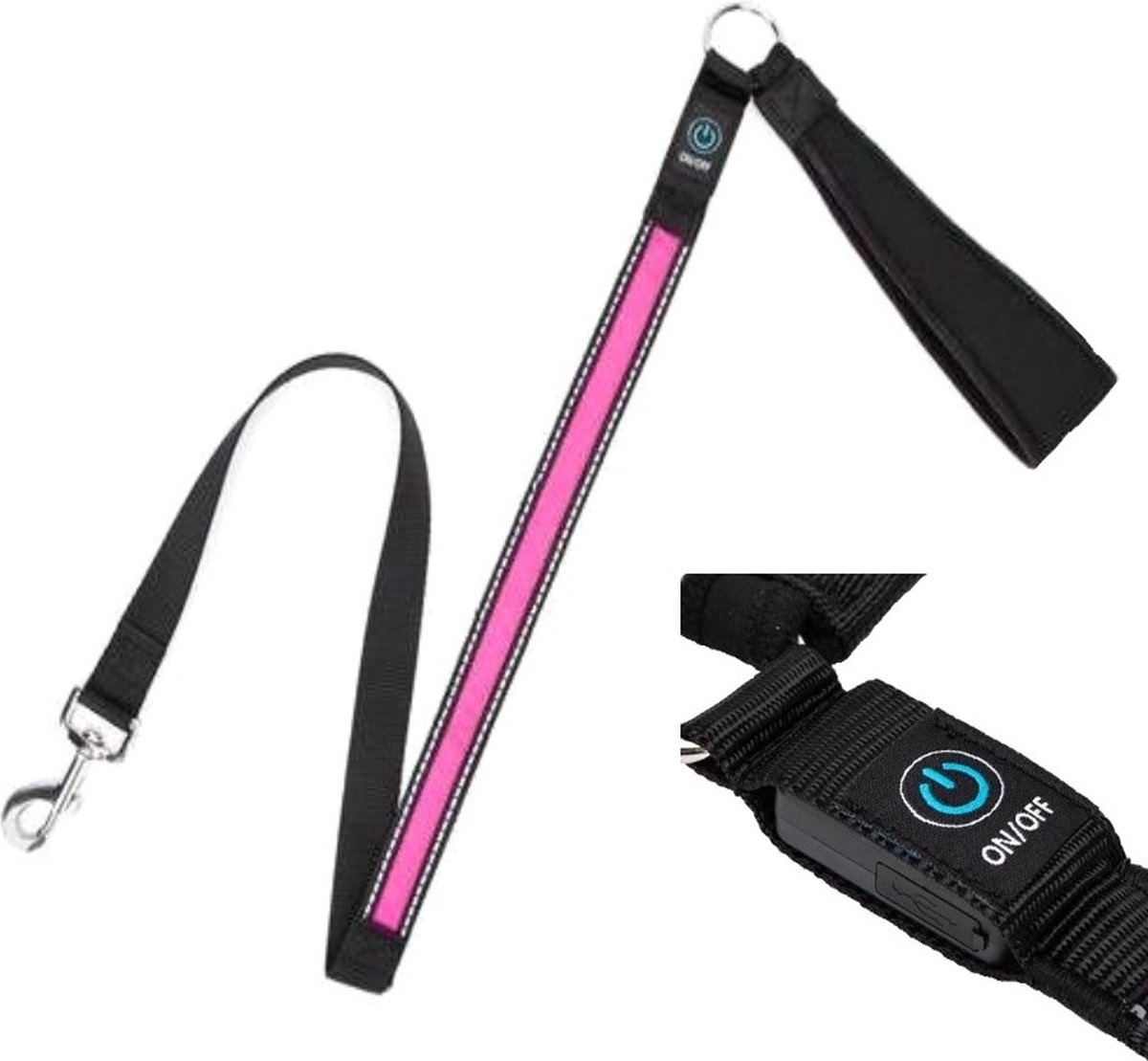 Nobleza LED Hondenriem - Lichtgevende Hondenlijn - USB Oplaadbaar - Reflecterend - 120 cm - Roze