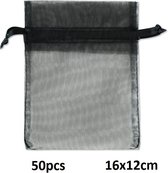 Cadeauzakjes Organza - Giftbag - Set van 100 Stuks - 16x12 cm - Zwart