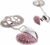 Hart met Edelstenen USB Stick - Pendrive - Flash Drive - USB Geheugen - 16 GB - Roze