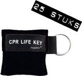25x Pack Hospitrix Kiss of Life Keychain Zwart - 5cm - Masque RCR avec Masque Respiratoire Jetable