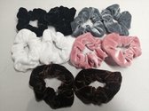 Haar Scrunchies - Velvet - Dames - Meisjes - Set van 10 Stuks - Diverse Effen Kleuren - Set F