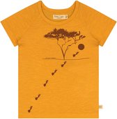 Smitten Organic - 'Acaciaboom in Safari' Geel T-shirt met korte mouwen