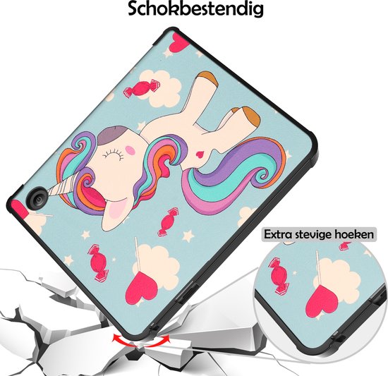 Hoesje Geschikt voor Kobo Sage Hoes Bescherm Hoesje Case Sleep Cover Trifold - Hoes Geschikt voor Kobo Sage Hoesje - Eenhoorn van Hoesje  — afbeelding 4