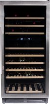 Vinata Premium Wijnklimaatkast Grivola - Vrijstaand en Onderbouw - RVS - 110 flessen - 131 x 59.8 x 68.5 cm - Glazen deur
