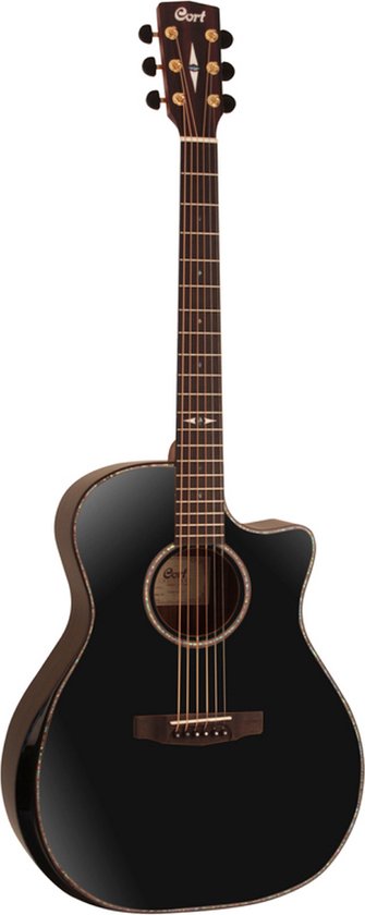 Cort GAPF-BV Black (limited edition) elektro-akoestische western gitaar met bevel cut en massief Sitka sparren bovenblad