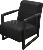 Industriële fauteuil Capri | leer Colorado antraciet 01 | 59 cm breed