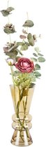 Lucy’s Living Luxe Vaas BERRY Geel – ø 14 x 30 cm – hotel chique - binnen ––– accessoires – tuin – decoratie – bloemen – mat – glans – industrieel - droogbloemen