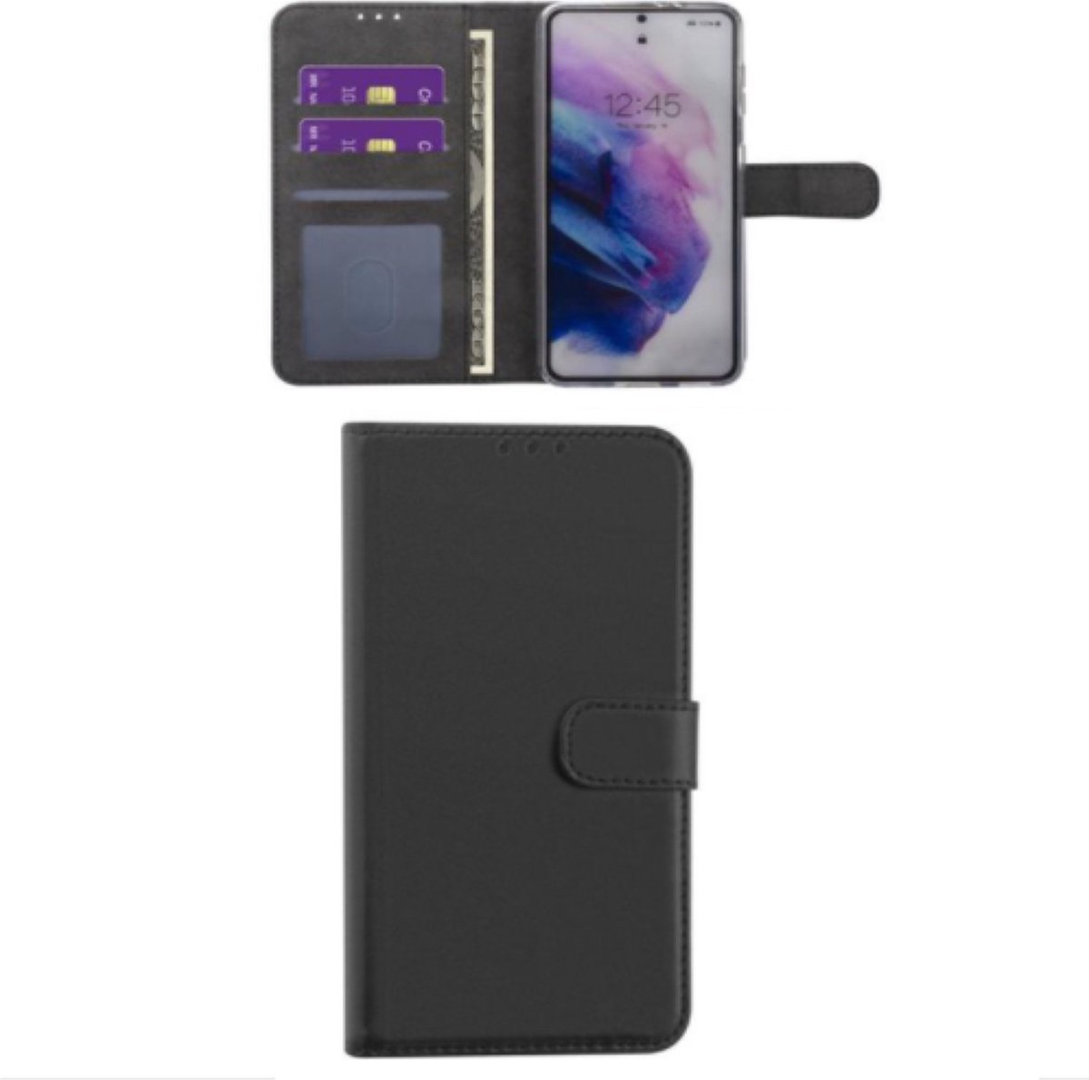 Samsung Galaxy S21 zwart bookcase hoesje * LET OP JUISTE MODEL *