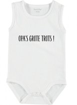 Baby Rompertje met tekst 'Opa's grote trots' | mouwloos l | wit zwart | maat 50/56 | cadeau | Kraamcadeau | Kraamkado