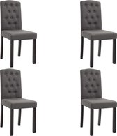 Furnibella - 4x Eetkamerstoel Stof Donkergrijs Eetstoel Stoel Keukenstoel Eetstoelen
