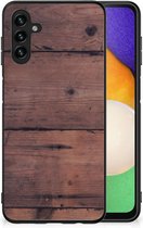 GSM Hoesje Customize Geschikt voor Samsung Galaxy A13 5G | Geschikt voor Samsung Galaxy A04s Leuk TPU Back Cover met Zwarte rand Old Wood
