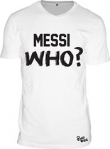 T-SHIRT Badass “Messi Who ?”, Wit, maat 140