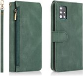 Book Case Samsung Galaxy A51 | Hoogwaardig PU Leren Telefoonhoesje | Pasjeshouder | Groen