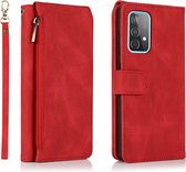 Book Case Samsung Galaxy A52 | Hoogwaardig PU Leren Telefoonhoesje | Pasjeshouder | Rood